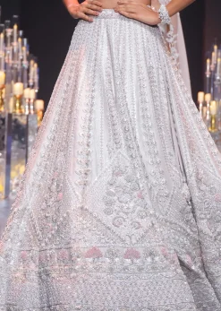 Beige Silk Lehenga Set With Zardozi Work And Cutdana Embroidery