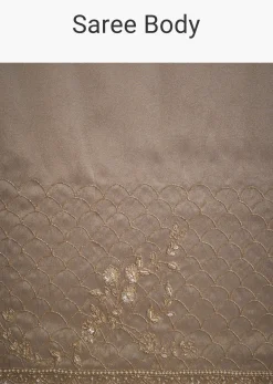 Beige Tissue Embroidered Saree With Scallop Border