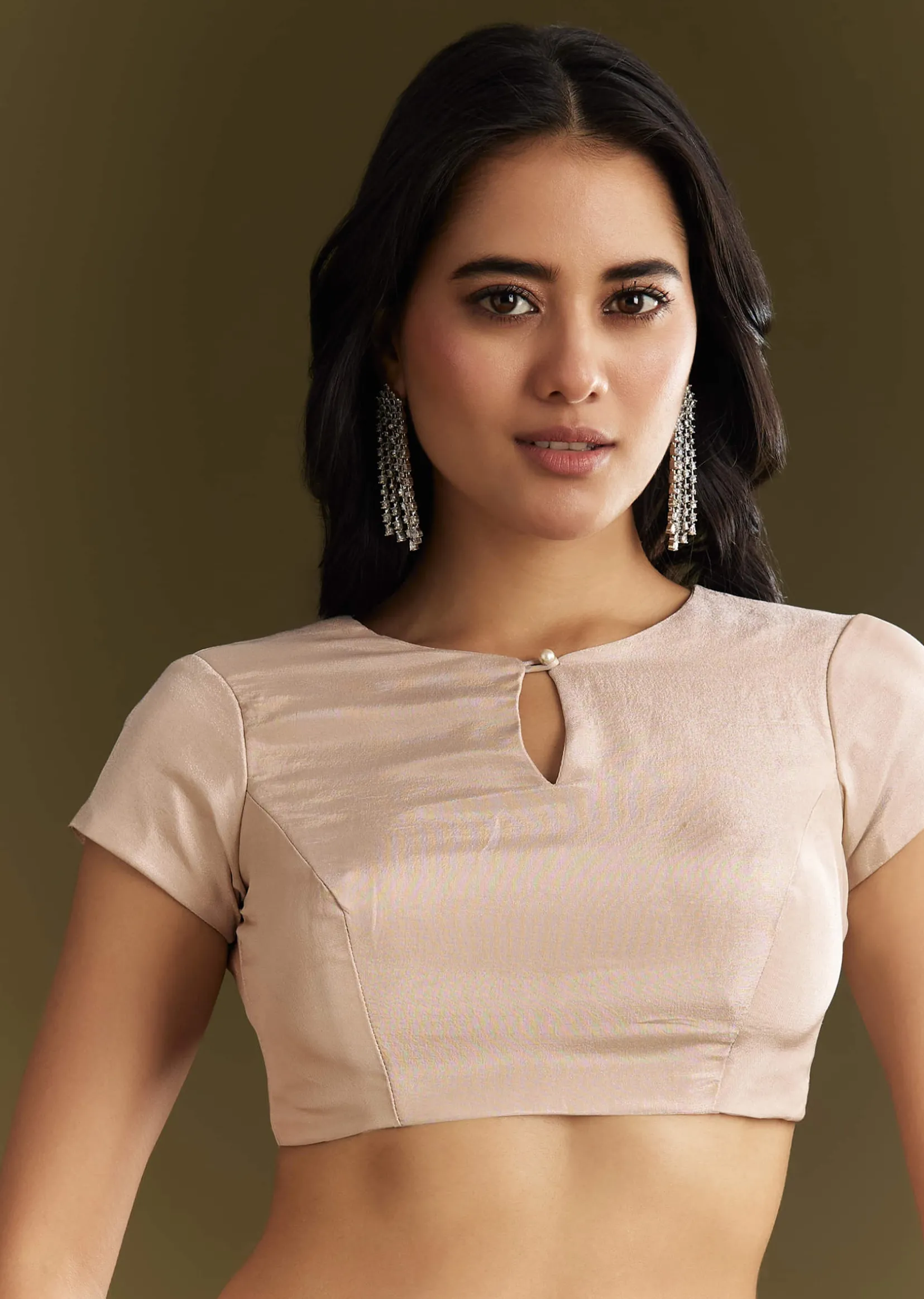 Beige Tissue Embroidered Saree With Cutdana Stones And Sequins