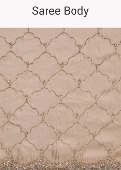 Beige Tissue Embroidered Saree With Cutdana Stones And Sequins