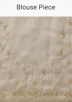 Beige Tissue Saree With Embroidered Brocade Blouse