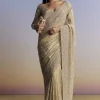 Beige Tissue Saree With Hand Embroidery With Cutdana And Sequins