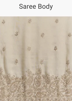 Beige Tissue Saree With Hand Embroidery With Cutdana And Sequins