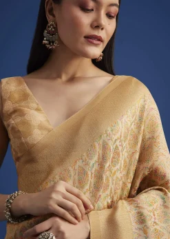 Beige Tissue Silk Saree With Woven Patterns