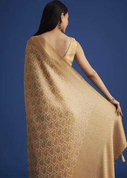 Beige Tissue Silk Saree With Woven Patterns