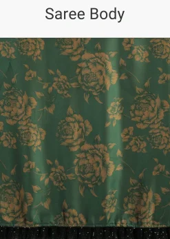 Beryl Green Satin Saree With Floral Print And Sequin Frill On The Border