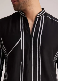 Black and White Abstract Printed Kurta Set