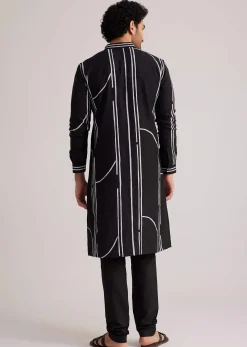 Black and White Abstract Printed Kurta Set