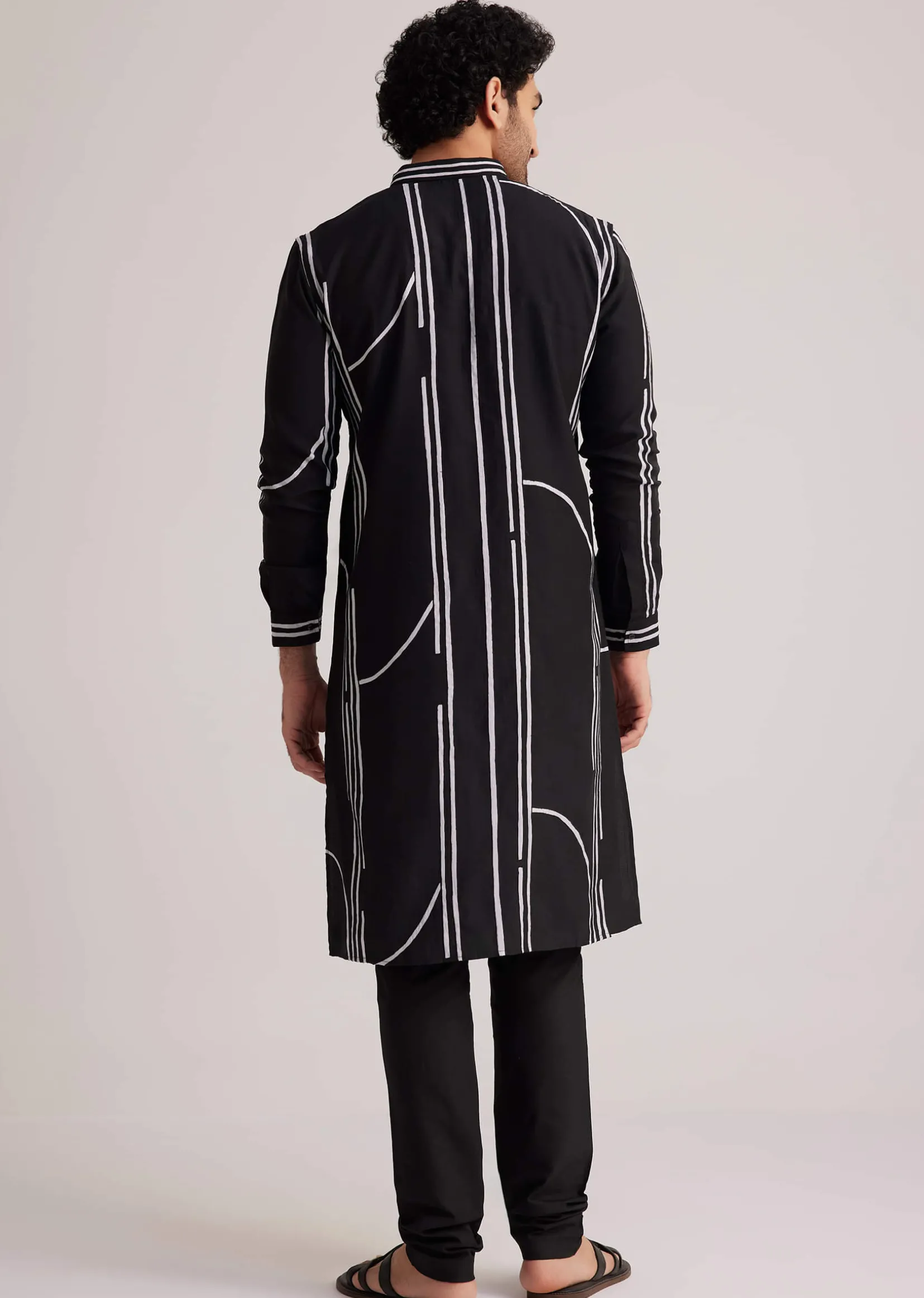 Black and White Abstract Printed Kurta Set