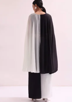 Black And White Embroidered Croptop And Palazzo Set