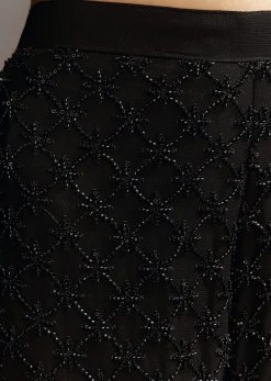Black Beads Work Georgette Kurta With Fully Beaded Pant