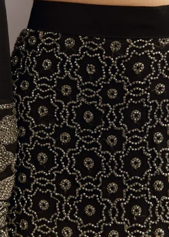 Black Beads Work Kurta Dupatta Set With Fully Beaded Pant