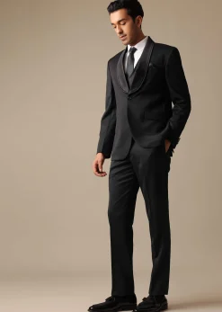 Black Blazer And Pant Set Tuxedo In Terry Rayon