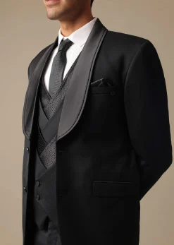 Black Blazer And Pant Set Tuxedo In Terry Rayon