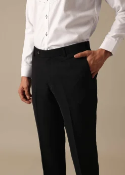 Black Blazer And Pant Set With Embroidered Detail Tuxedo Set