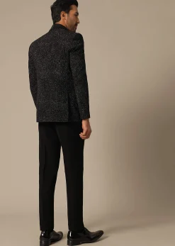 Black Blazer Set With Cutwork Detail