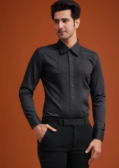 Black Blazer With Asymmetrical Gold Sequin And Bead Embroidery