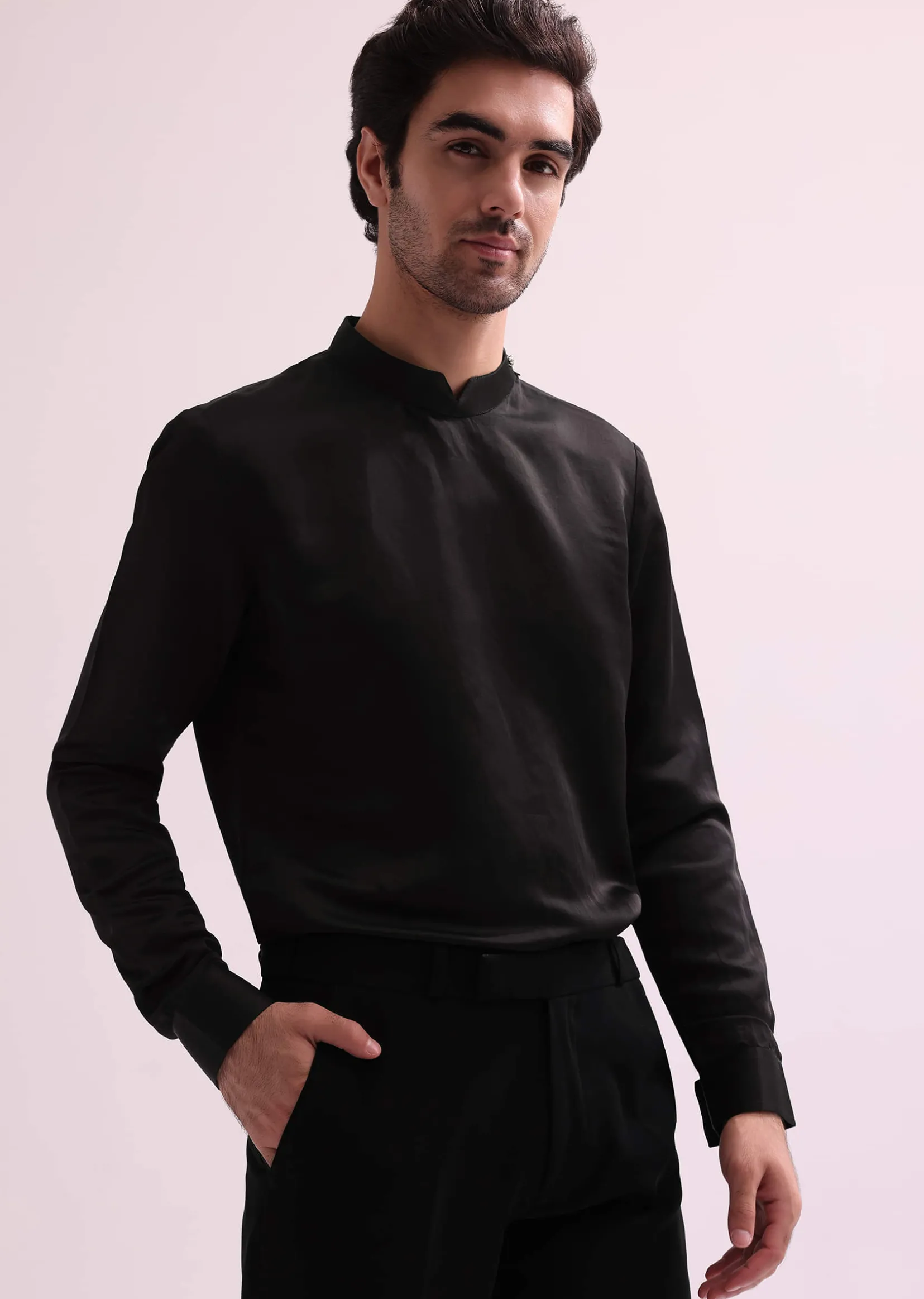 Black Chain Embellished Jacket With Shirt And Pants