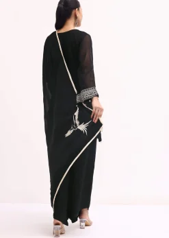 Black Chanderi Kurta Set With Dupatta