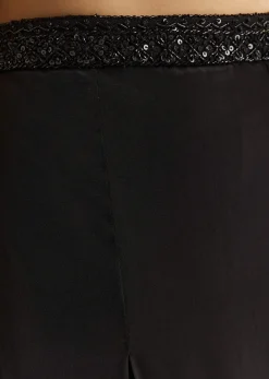 Black Crepe Embroidered Croptop With Embroidered Palazzo And Choker Dupatta