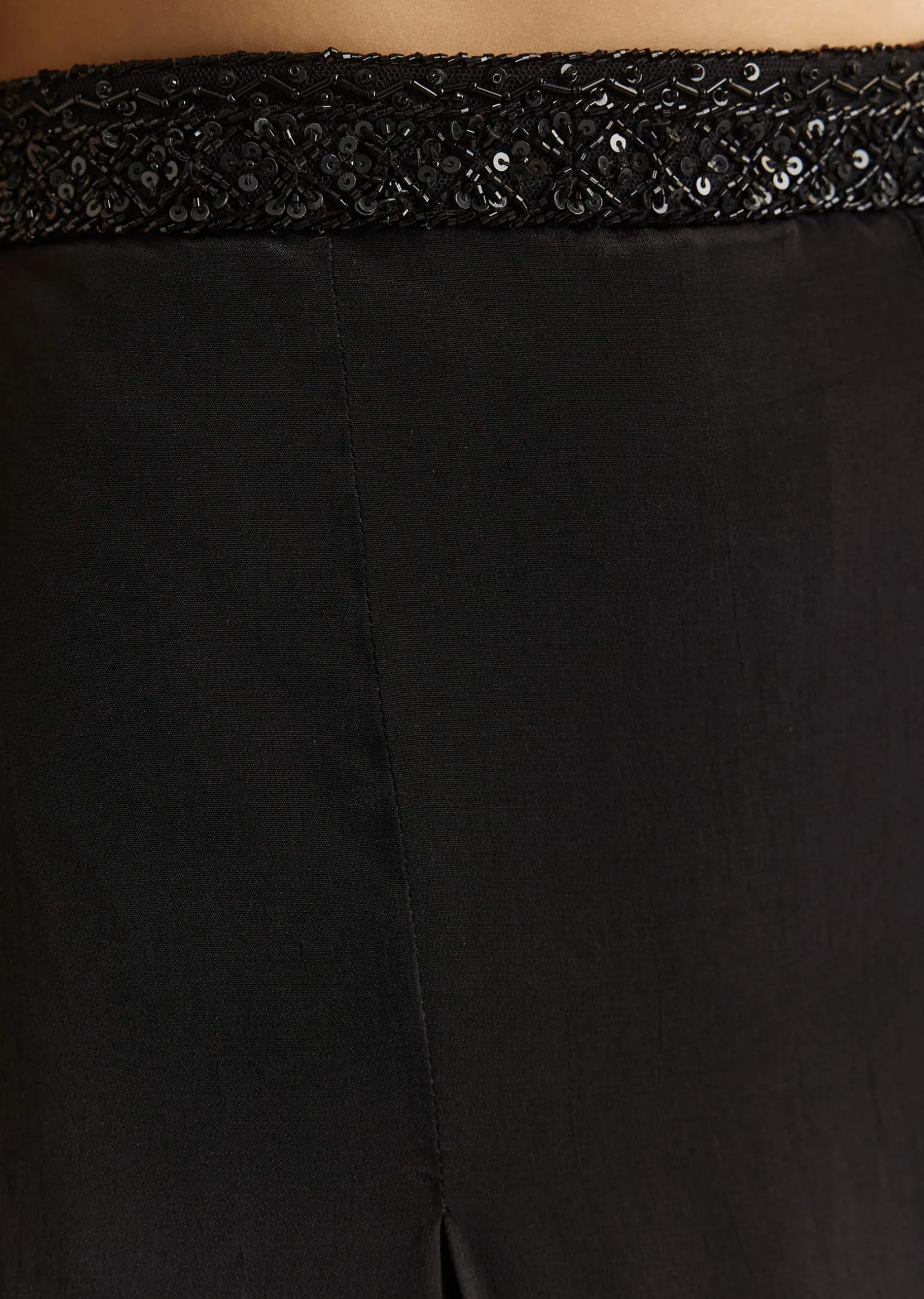 Black Crepe Embroidered Croptop With Embroidered Palazzo And Choker Dupatta