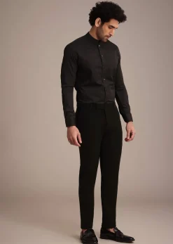 Black Crepe Tuxedo Suit With Hand Work