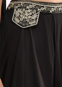 Black Crop Top And Palazzo Set With Zari Work