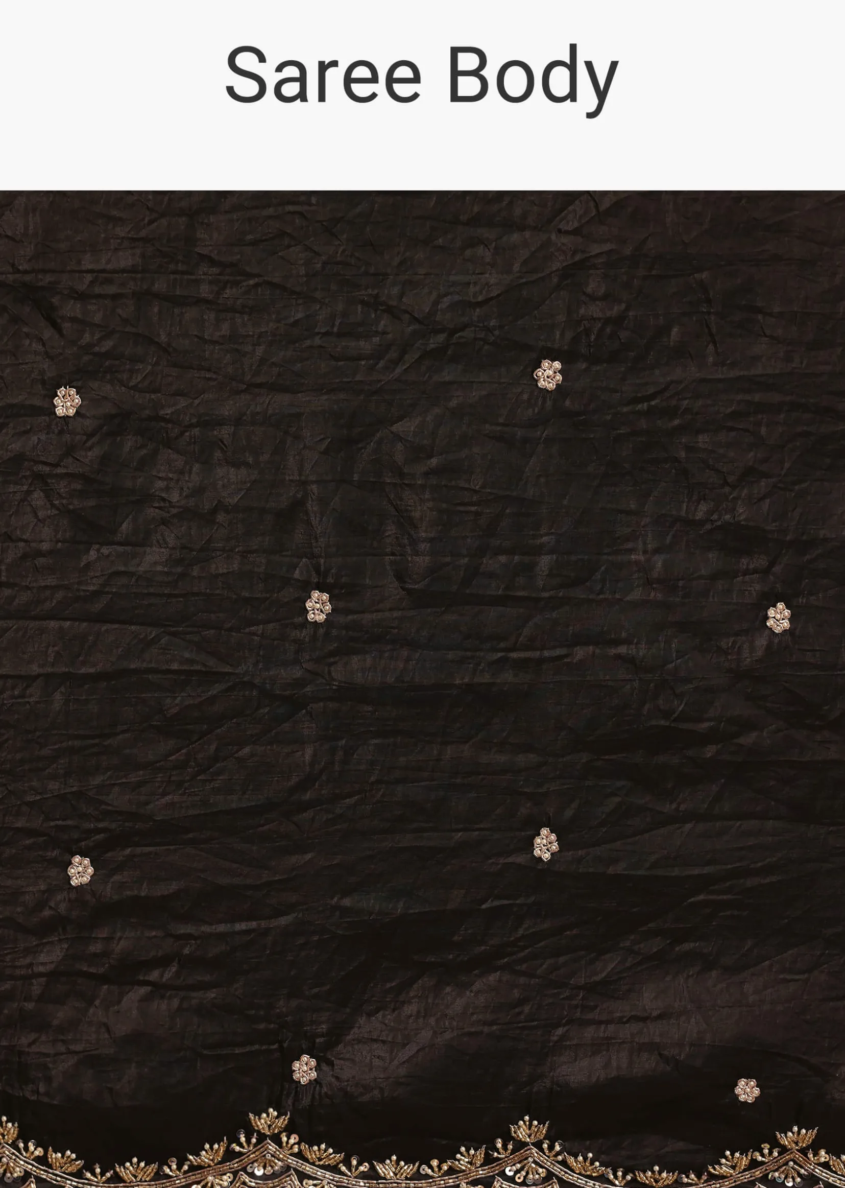 Black Crushed Tissue Saree With Sequin And Cutdana Embroidered Border