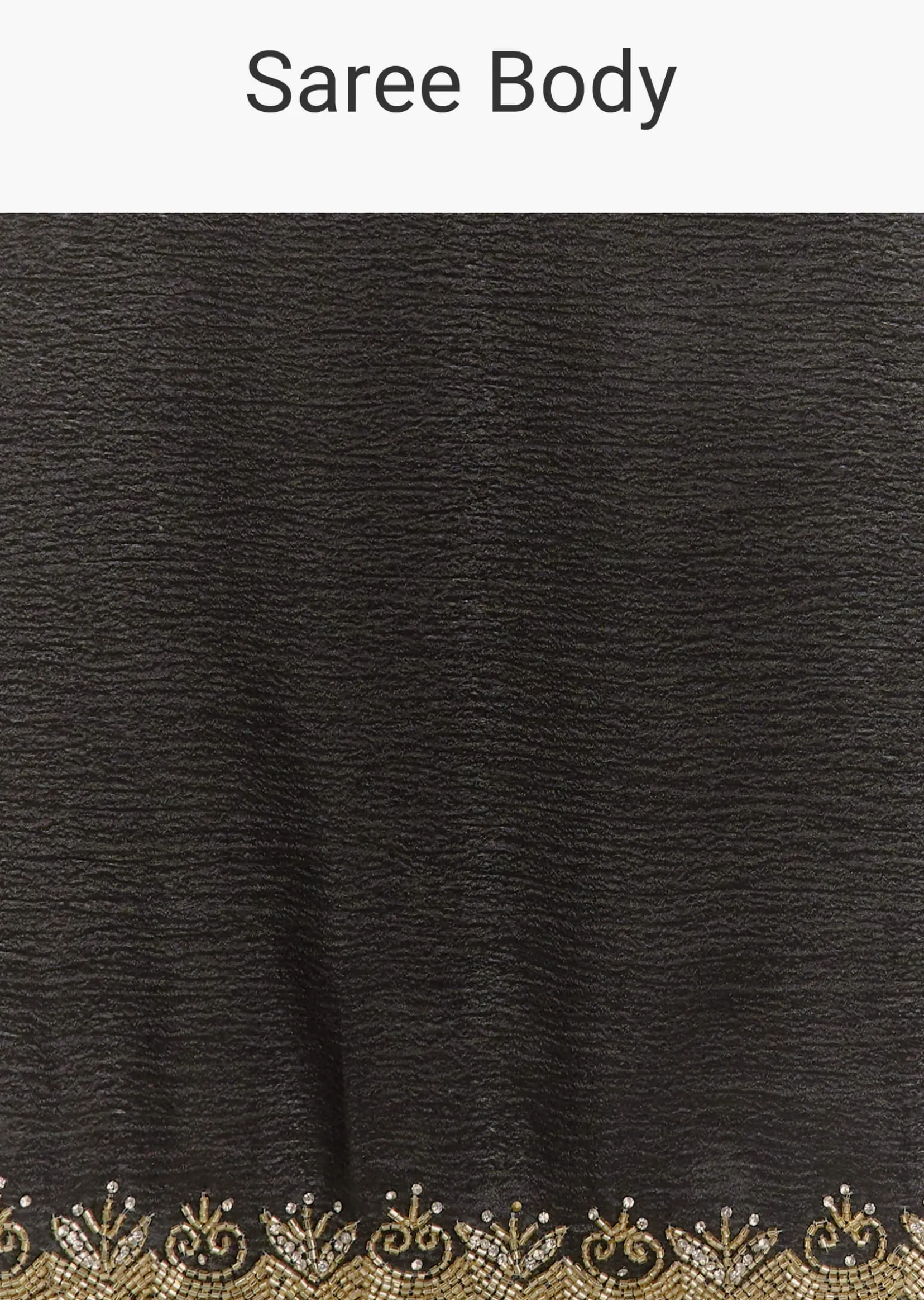 Black Crushed Tissue Saree With Scallop Embroidered Border