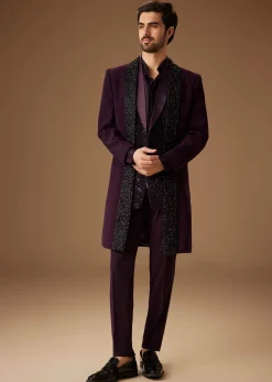 Black Cut Dana Work Indo Western Tuxedo