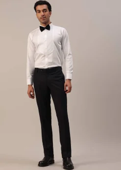 Black Cut Work Embroidered Tuxedo Set In Terry Rayon