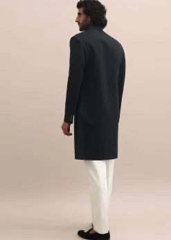Black Cutdana Embroidered Sherwani For Men