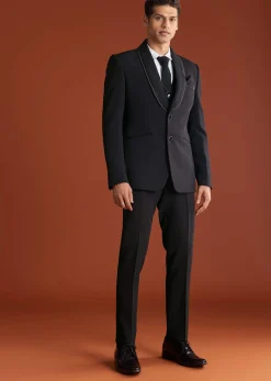 Black Cutdana Embroidereid Tuxedo Set With Accessories
