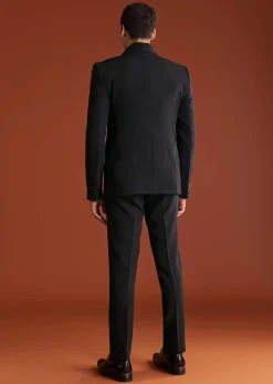 Black Cutdana Embroidereid Tuxedo Set With Accessories