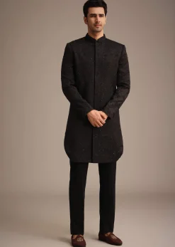 Black Cutdana Work Indowestern Set