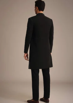 Black Cutdana Work Indowestern And Kurta Set