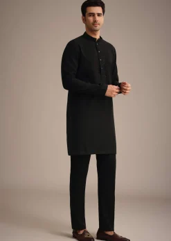 Black Cutdana Work Indowestern And Kurta Set
