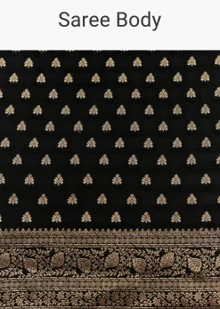 Black Dola Silk Saree With Woven Butti Work Border