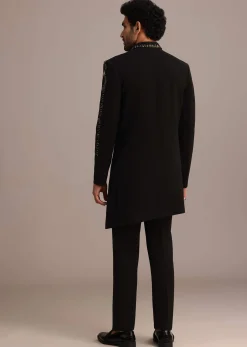 Black Embellished Indo Western Suit