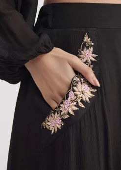 Black Embroidered Croptop And Palazzo