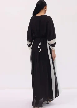 Black Embroidered Georgette Kaftaan Gown