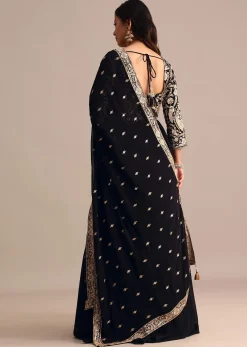 Black Embroidered Georgette Anarkali Suit