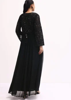 Black Embroidered Georgette Anarkali Set