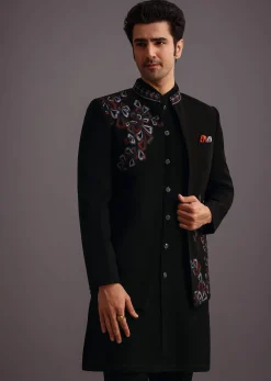 Black Embroidered Jodhpuri Kurta Set