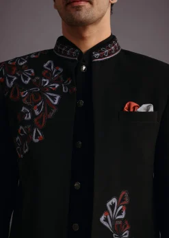 Black Embroidered Jodhpuri Kurta Set