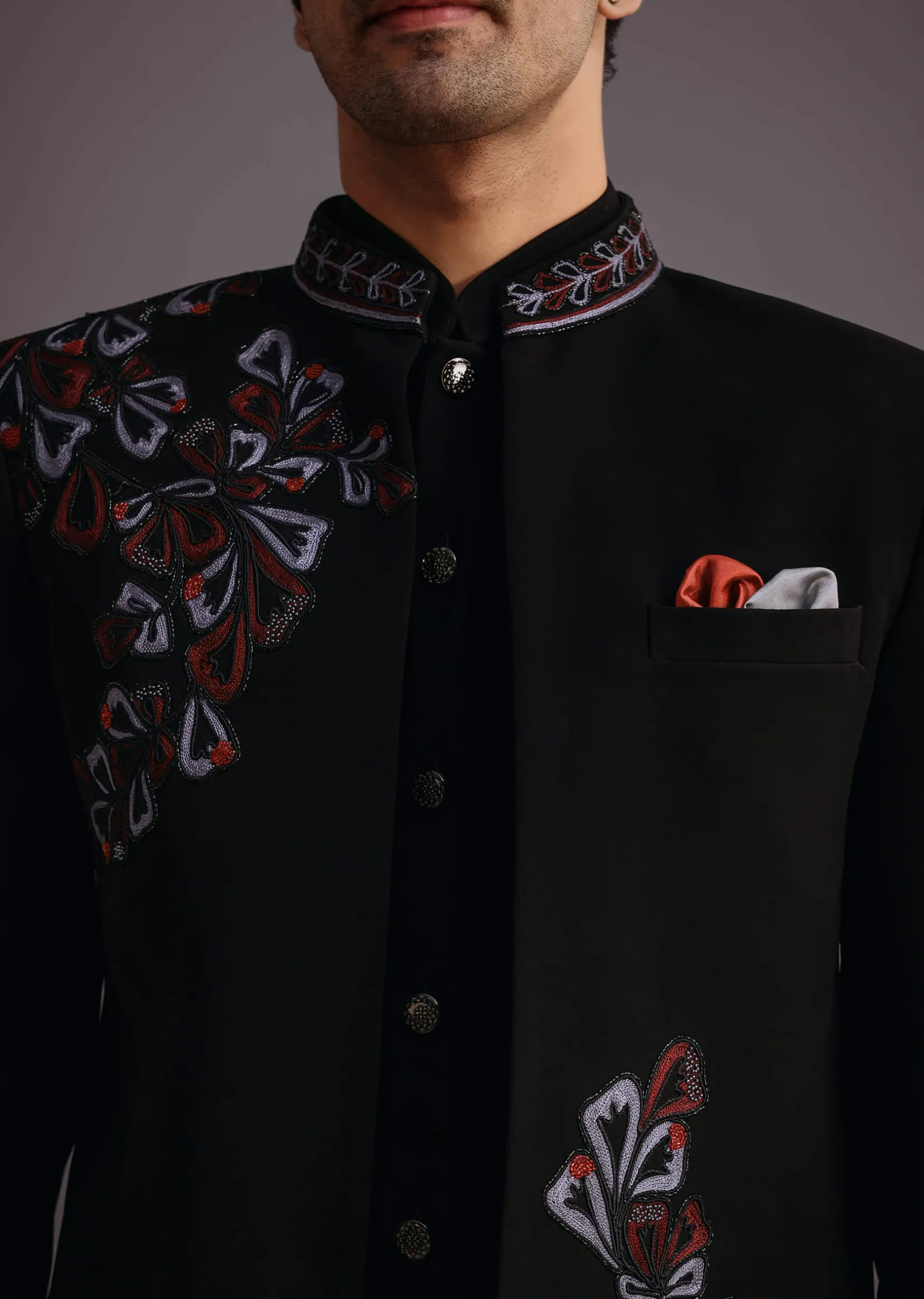 Black Embroidered Jodhpuri Kurta Set