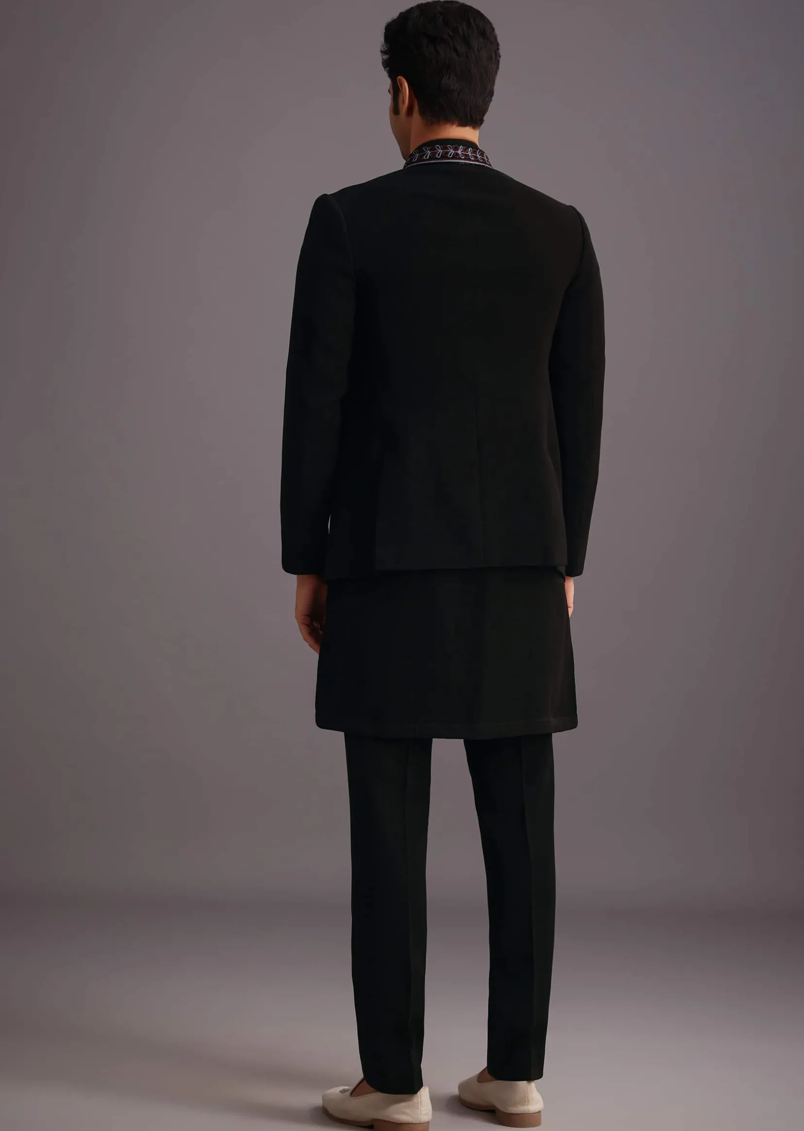 Black Embroidered Jodhpuri Kurta Set