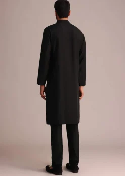 Black Embroidered Kurta Set With Cutdana Work