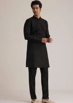 Black Embroidered Nehru Jacket Set