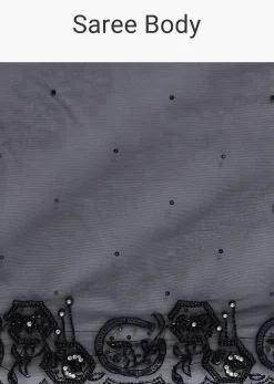 Black Embroidered Organza Saree With Unstitched Blouse